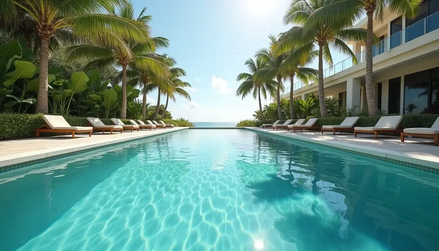 Vanishing edge pool in Hobe Sound showing water flow and edge design