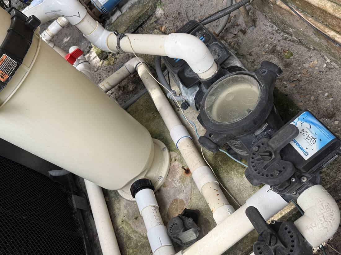 Pool equipment plumbing opened up at a Fort Lauderdale home during a leak detection visit