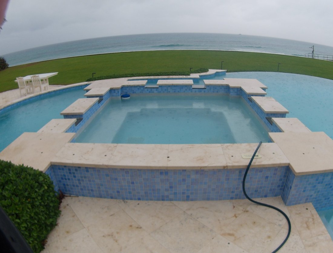 Backyard pool property overview from the diagnostic report used to document the equipment and plumbing layout