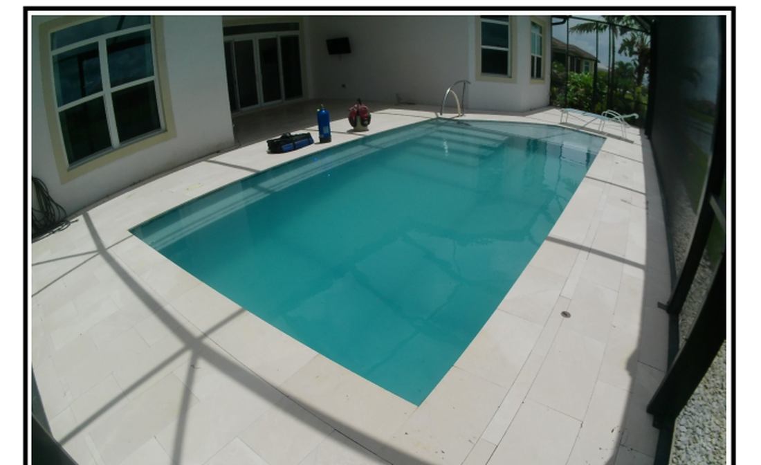 Pool patio at a PGA Village Verano home in Port St. Lucie during a full pool leak inspection