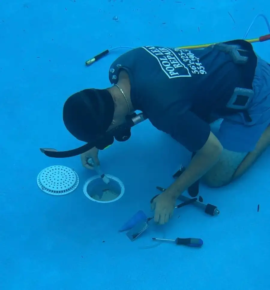 Underwater pool inspection showing pool structure